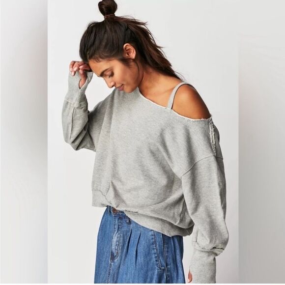 Free People On The Edge Pullover In Heather Gray - Picture 3 of 6